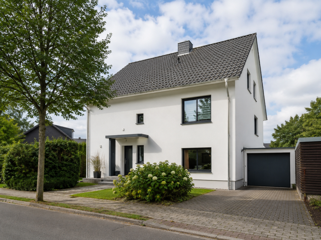 Modernes Einfamilienhaus als Beispiel einer professionellen Immobilienvermarktung.
